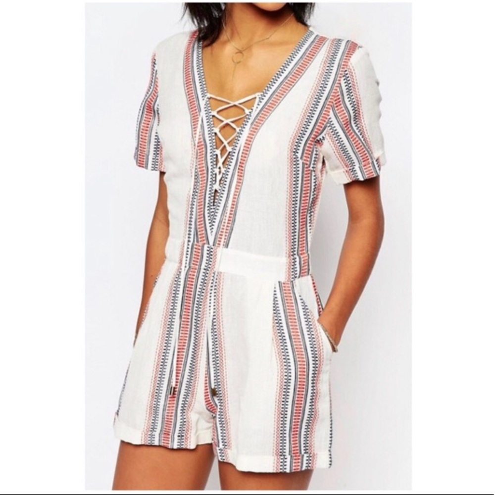 Tularose white red blue Romper - made in India